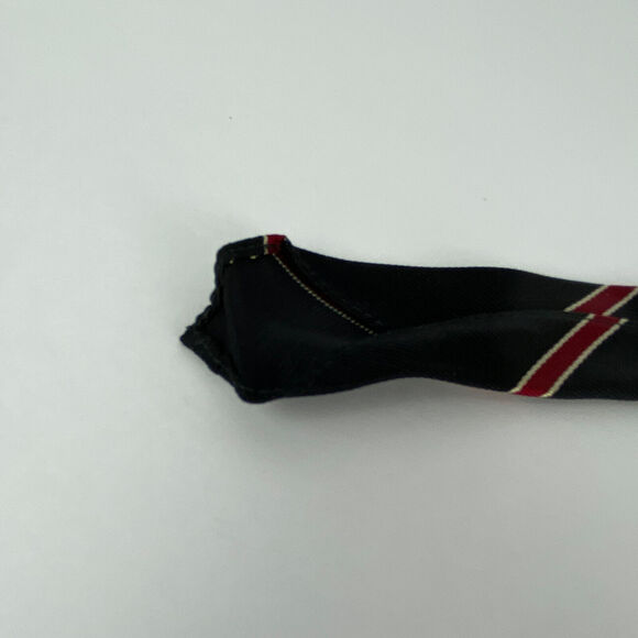 Vtg John Franks Slim Skinny Necktie 54" Short Striped Black Red White Schoolboy - Picture 4 of 5